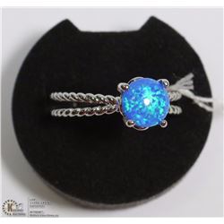 #55-AUSTRALIAN BLUE FIRE OPAL GEMSTONE RING