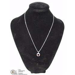 #12-GENUINE RED GARNET, CZ PENDANT & NECKLACE