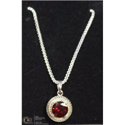 #10-GENUINE RED GARNET PENDANT & NECKLACE
