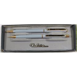 NEW VALAIRE BLUE-GREY PEN & PENCIL GIFT SET