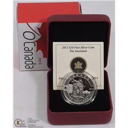 2013 CANADIAN $10 FINE SILVER "INUKSHUK" COIN