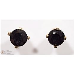22) 14K YELLOW GOLD BLACK DIAMOND STUD EARRINGS