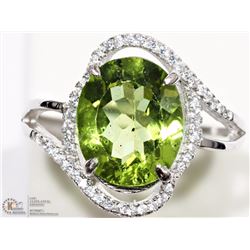 23) ST.SILVER PERIDOT ADJUSTABLE COCKTAIL RING