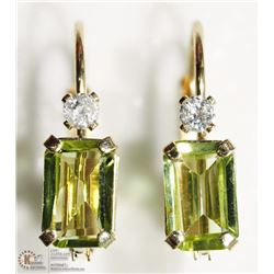 30) 14K YELLOW GOLD PERIDOT AND DIAMOND EARRINGS