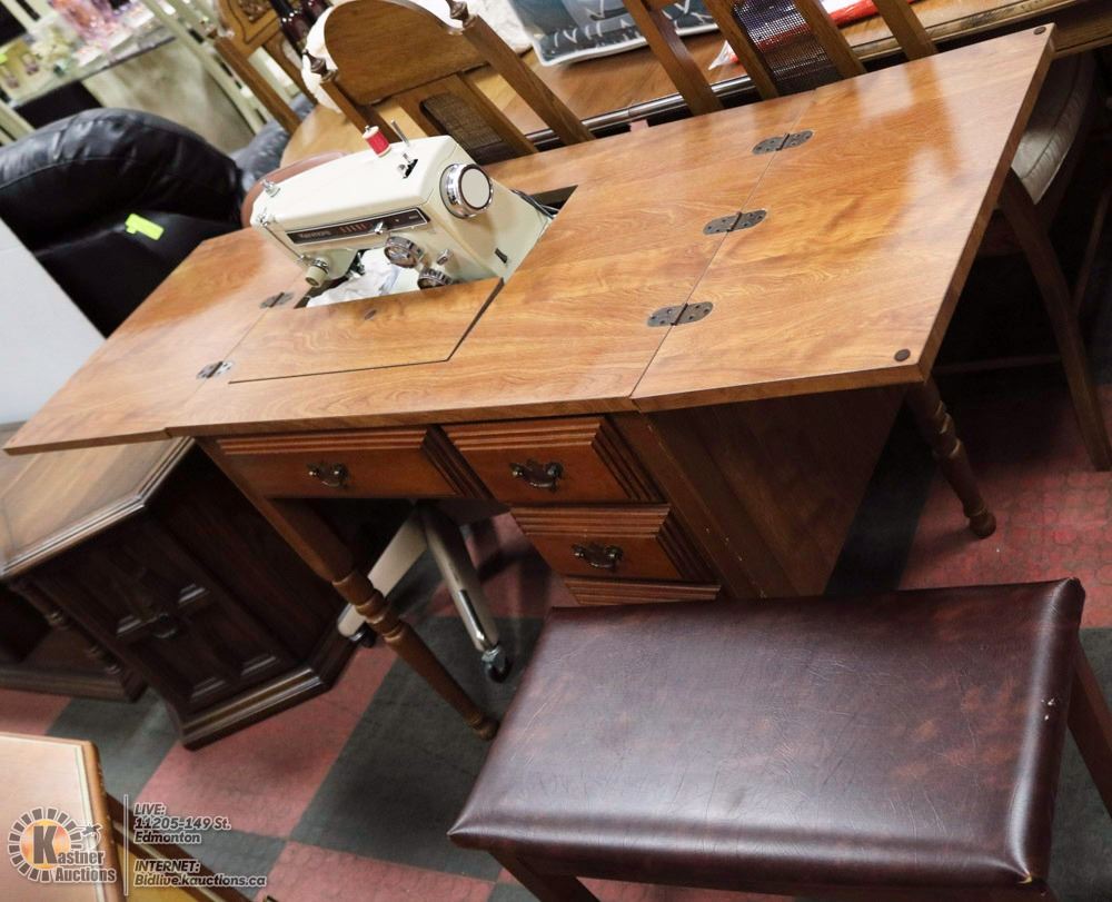 Vintage Kenmore Sewing Machine With Cabinet Stool