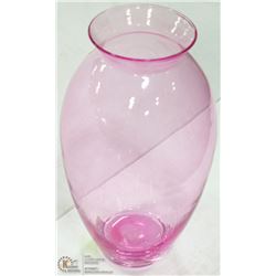 LARGE TRANSPARENT PINK GLASS VASE