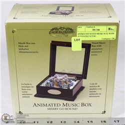 ANIMATED WOOD MUSIC BOX WITH ANIMATED SCENE