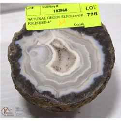 NATURAL GEODE SLICED AND POLISHED 4"