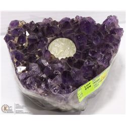 LARGE AMETHYST AND CRYSTAL CLUSTER TEA LIGHT