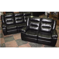 BLACK LEATHERETTE RELCINING 83" SOFA