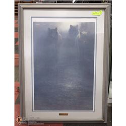 LARGE FRAMED PRINT "FROZEN MOONLIGHT" 29X40
