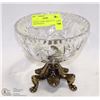 Image 1 : CRYSTAL CANDY DISH ON CAST IRON PEDASTAL