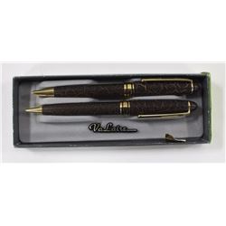 NEW VALAIRE BROWN MARBLE PEN & PENCIL GIFT SET