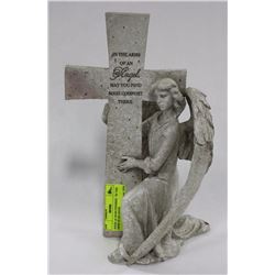ANGEL & CROSS FIGURINE  "IN THE ARMS OF AN ANGEL