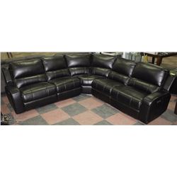 BLACK LEATHERETTE ELECTRIC RECLINING SECTIONAL