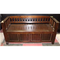 BROWN BENCH WITH STORAGE 48"X17"X24".
