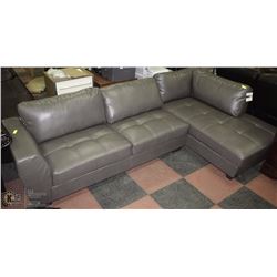 NEW GREY LEATHERETTE SECTIONAL