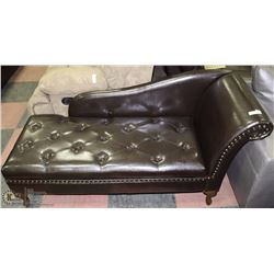 NEW BROWN LEATHERETTE STORAGE CHAISE LOUNGE