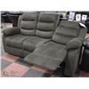 Image 3 : NEW DARK GREEN FABRIC RECLINING 75" SOFA &
