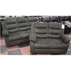 NEW DARK GREEN FABRIC RECLINING 75" SOFA &