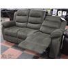 Image 3 : NEW DARK GREEN FABRIC RECLINING 75" SOFA &