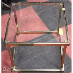 GLASS AND BRASS END TABLE