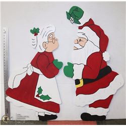 OUTDOOR SET OF SANTA & MRS CLAUS WOODEN FIGURES