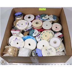 BOX OF ROLLS OF RIBBON
