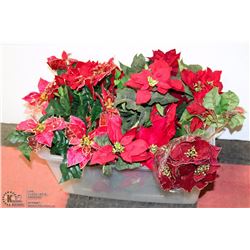 TOTE OF ARTIFICIAL POINTSETA FLOWERS