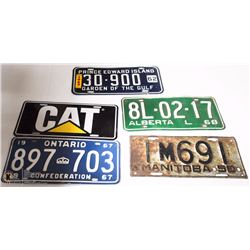 GROUP OF 5 ASSORTED LICENCE PLATES