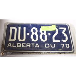 PAIR OF BLUE ALBERTA 1970 LICENSE PLATES.