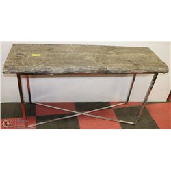 BARNWOOD TABLE WITH ALUMINUM B ASE