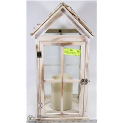 OUTDOOR WINDOW PANE RUSTIC LANTERS WITH FLAMELESS