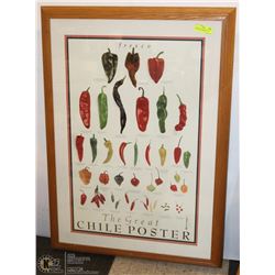 LARGE FRESCO (FRESH) CHILLIS PRINT IN MAPLE FRAME