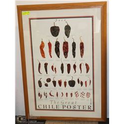 LARGE SECO (DRY) CHILLIS PRINT IN MAPLE FRAME