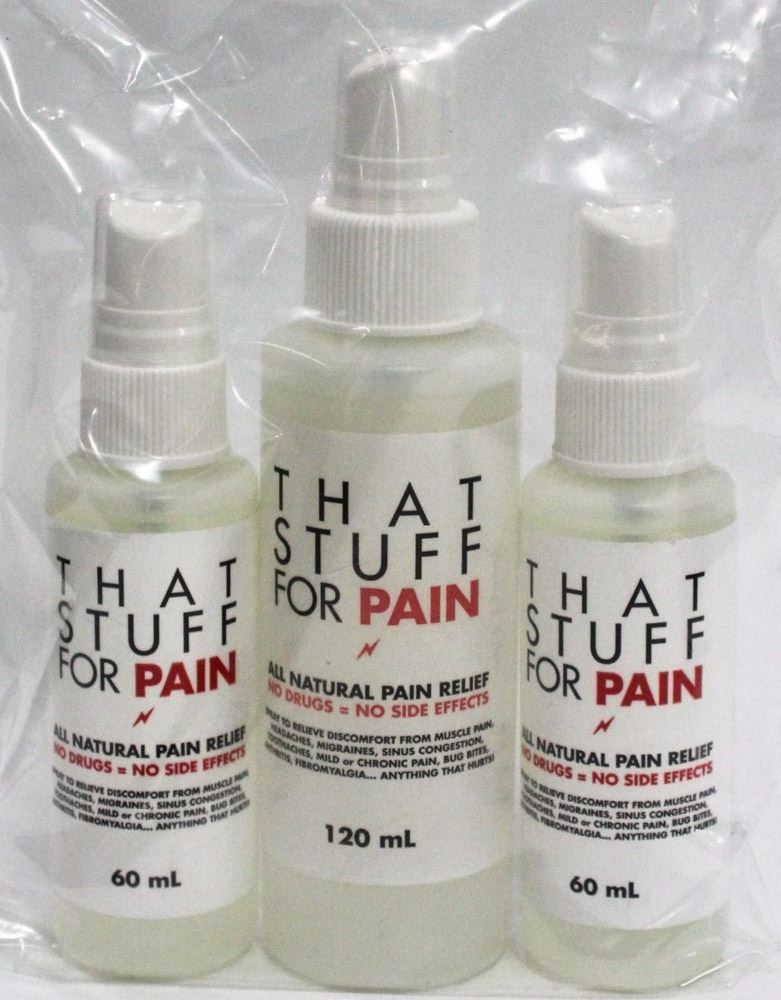 3 BOTTLES OF "THAT STUFF FOR PAIN" SPRAY, TOTAL OF