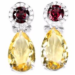 NATURAL CITRINE RHODOLITE GARNET Earrings