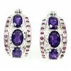 Image 1 : Natural  Intense Purple Amethyst Ruby Earrings