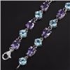 Image 3 : NATURAL PURPLE AMETHYST & SKY BLUE TOPAZ BRACELET