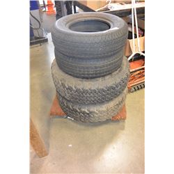 TWO 15 INCH TIRES WITH 5 BOLT RIMS AND 2 BF GOODRICH 13 INCH TIRES