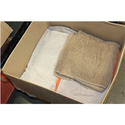 BOX OF TOWELS AND HEAT PAD