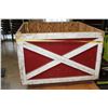 Image 1 : LARGE RED WOODEN ROLLING BIN