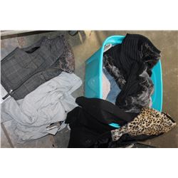 TOTE OF LADIES JACKETS AND CLOTHES