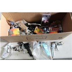 BOX OF AIR SPRAY GUNS AND ACCESSORIES