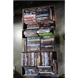 THREE BOXES OF DVDS