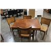 Image 5 : VINTAGE ART DECO DRAW LEAF TABLE AND 4 RUSH SEAT CHAIRS