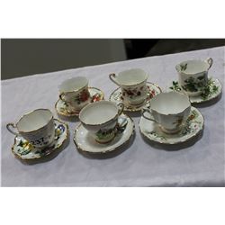 6 VARIOUS CUPS AND SAUCERS