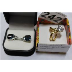 DINNER RING AND STERLING EARRINGS