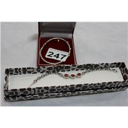 STERLING BRACELET AND STERLING AND RUBY BRACELET