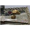 Image 3 : MOTHER OF PEARL FAN AND TWO PERFUME BOTTLES ON VANITY TRAY
